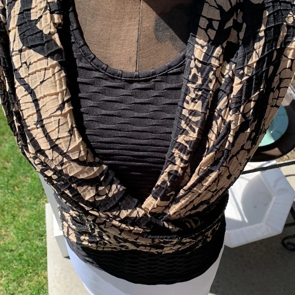 17”X42 animal print scarf black/Tan full circle infinity scarf crinkly material